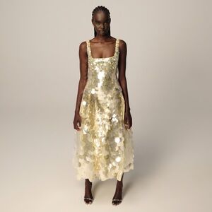 NWT Sparkly ASOS ARRANGE embellished sequin square neck midi dress LEMON Size 6